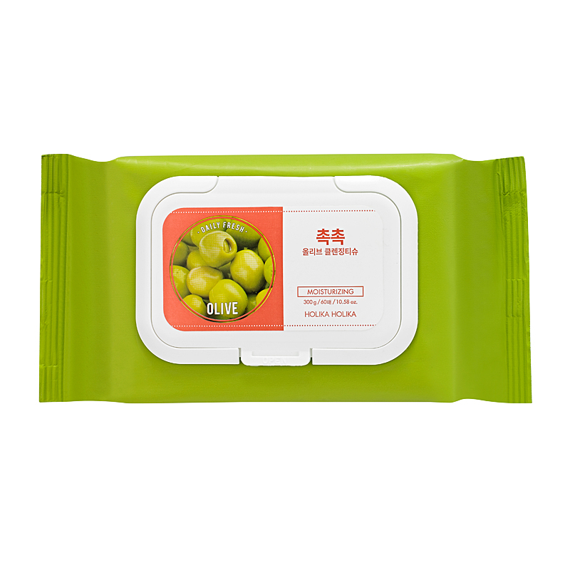 Drėgnos servetėlės makiažui valyti Holika Holika Daily Fresh Olive Cleansing Tissue HH20012458