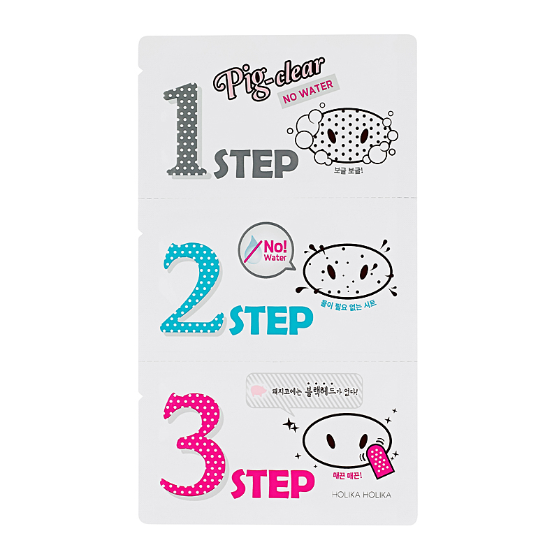 Giliai valančios nosies juostelės Holika Holika Pig Clear Blackhead 3 - Step Kit (No Water) HH20011697