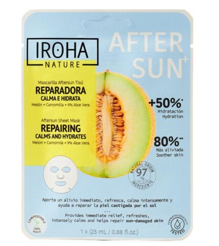 Atkuriamoji veido kaukė Iroha Nature Aftersun Sheet Mask Repairing Melon Calms & Hydrates