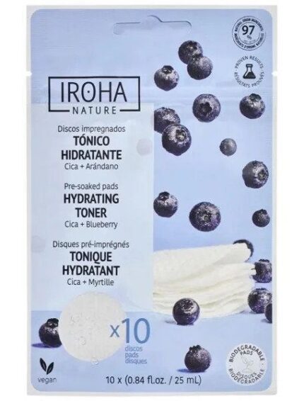 Veidą drėkinantys padeliai Iroha Nature Hydrating & Soothing Toner Pad Blueberry PIN13