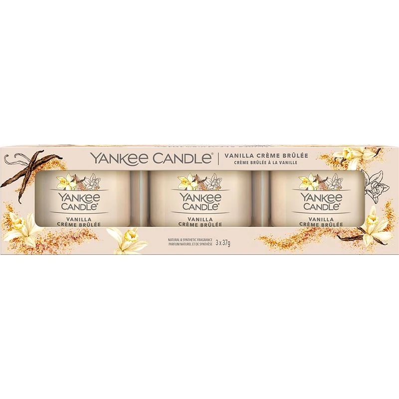 Yankee Candle Filled Votive Vanilla Creme Brulee  žvakių rinkinys 3x37 g