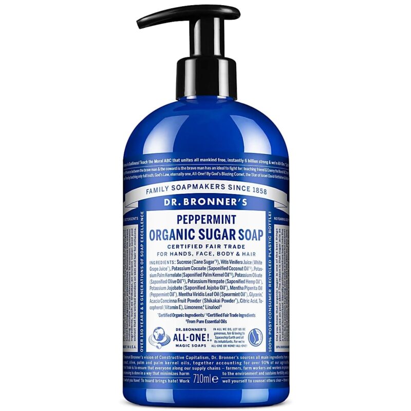 Dr. Bronner&apos;s Organic Sugar Peppermint skystas muilas 710 ml