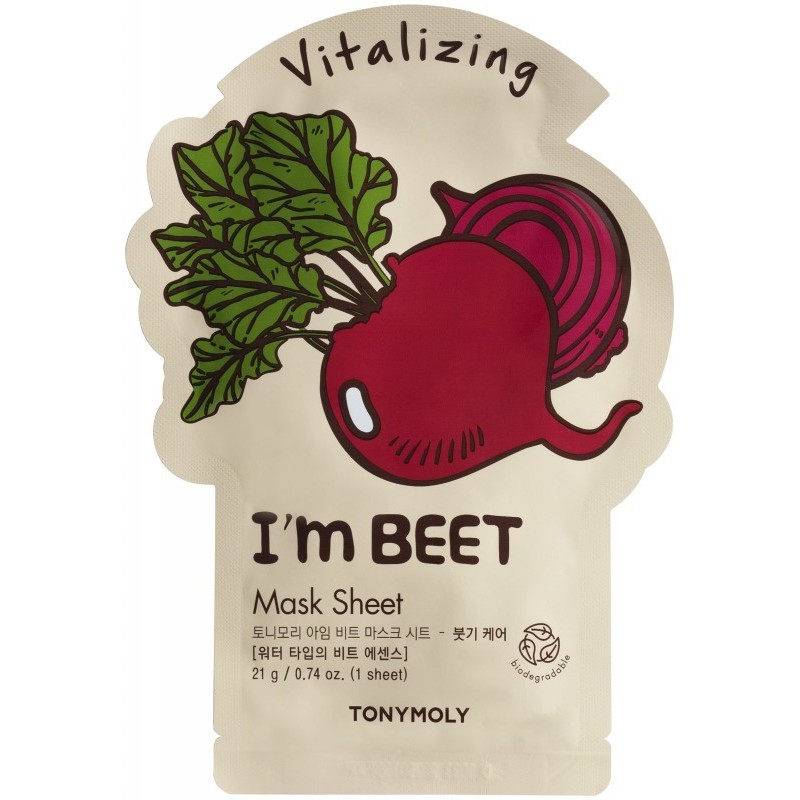 Veido kaukė TONYMOLY I´m Beet Mask Sheet TM00005837, atgaivinanti, 21 g
